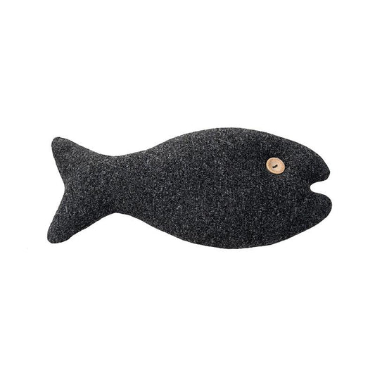 Jouet pour chat en forme de poisson noir avec de l'herbe à chat
