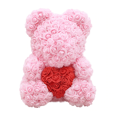 Ours en roses rose et rouge - Peluche Center | Boutique Doudou & Peluches