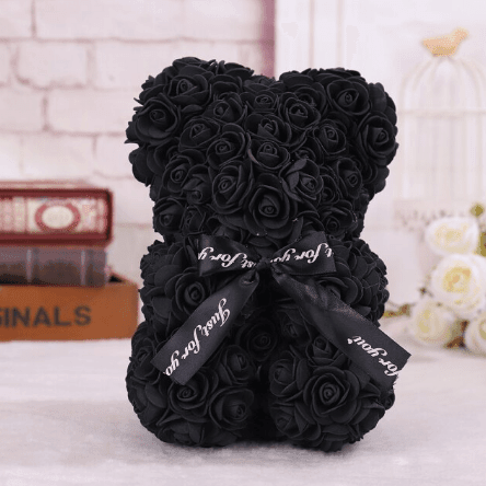 Ourson en roses noir - Peluche Center | Boutique Doudou & Peluches