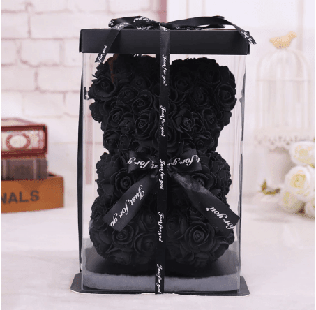 Ourson en roses noir - Peluche Center | Boutique Doudou & Peluches