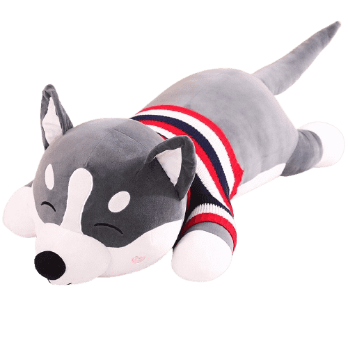 Cute Gray Husky Dog Plush Toy