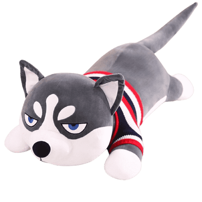 Gray Striped Husky Dog Plush