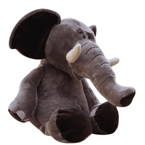 Gray Elephant Plush Big Tusks 