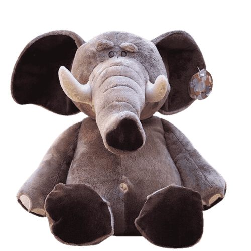 Gray Elephant Plush Big Tusks 