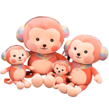 Pink Monkey Plush Headphones Music