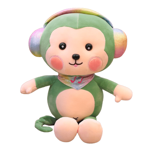 Green Monkey Plush Headphones Music