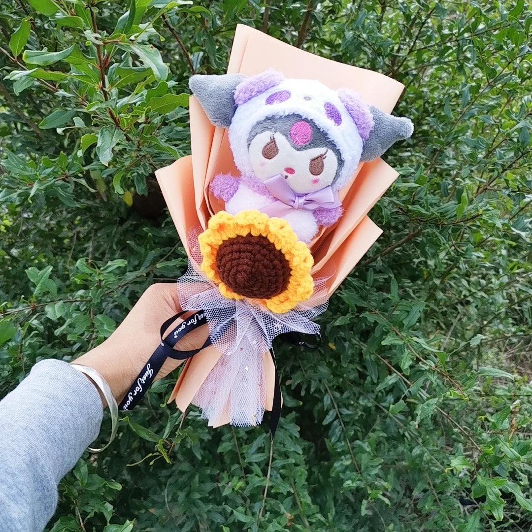 Sanrio Kuromi My Melody Cinnamoroll Hello Kitty  Plush Sunflower Bouquet Gift Valentine's Day Graduation Xmas Girl Friend  Gifts