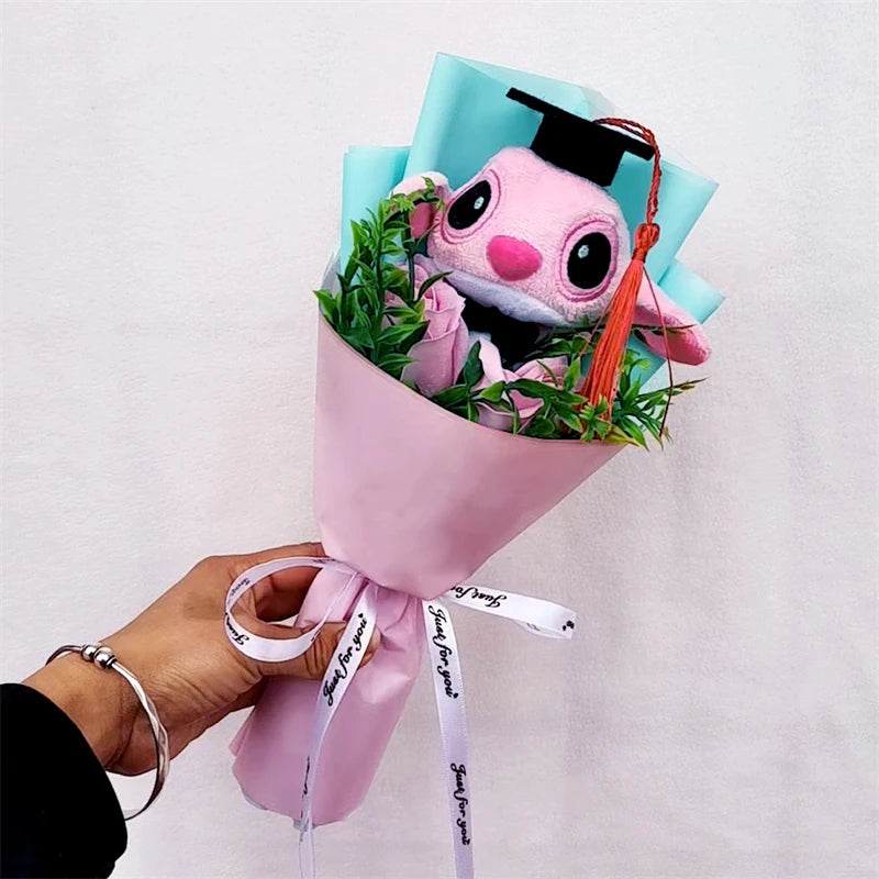 Anime Lilo and Stitch Graduation Bouquet Cartoon Stuffed Plush Doll Toy Animals Valentine's Day Christmas Birthday Party Gifts