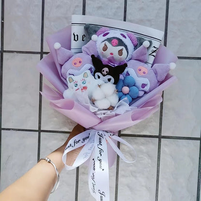 Christmas Gifts Sanrio Plush Flowers Bouquet Kuromi  Plushie Soft Doll Animals Valentine's Day Birthday Wedding Party Gift