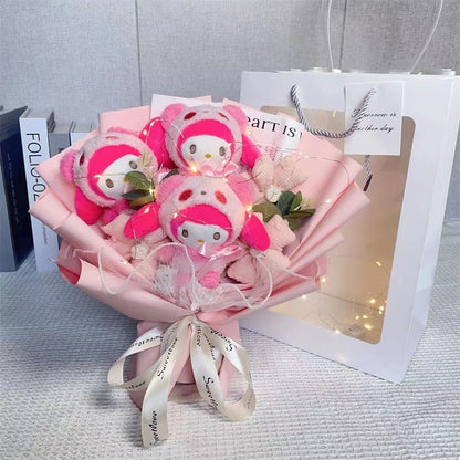 Cartoon Bouquet Kuromi My Melody Cinnamoroll Kt Cat Animation Plush Doll Toy Gift Box Valentine's Day Christmas Birthday Gifts