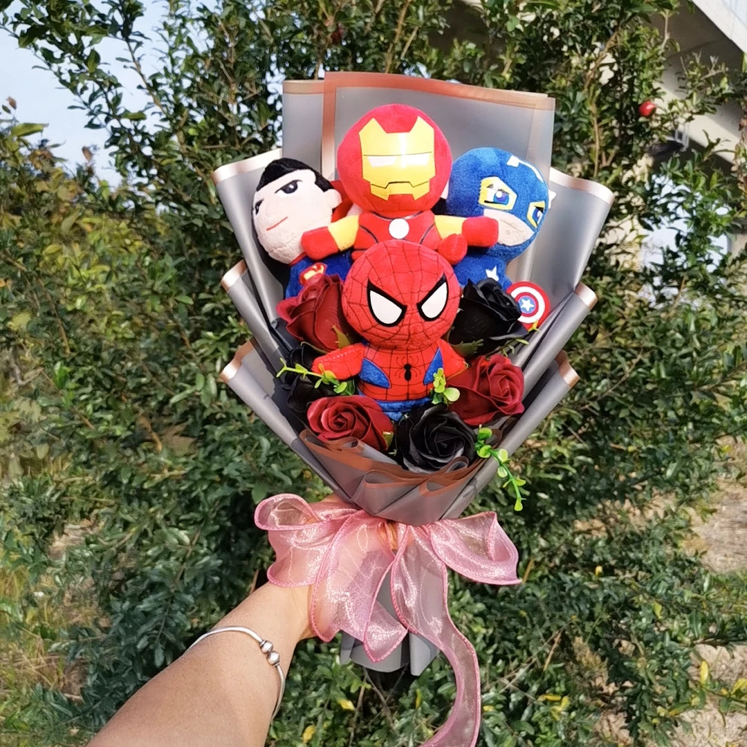 The Avengers Plush bouquets Anime Super Hero Spider Man Iron Man Super Peluche Center