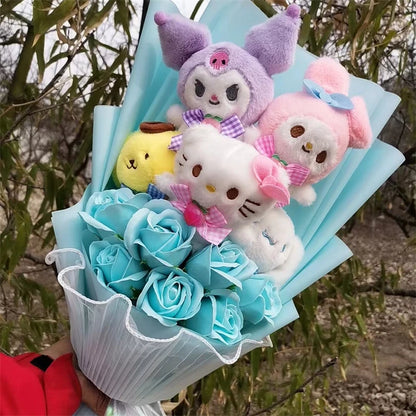 Kuromi My Melody Hello Kitty Cinnamoroll Anime Plush Bouquet Doll Toy Valentine's Day Girls Birthday Christmas Graduation Gift