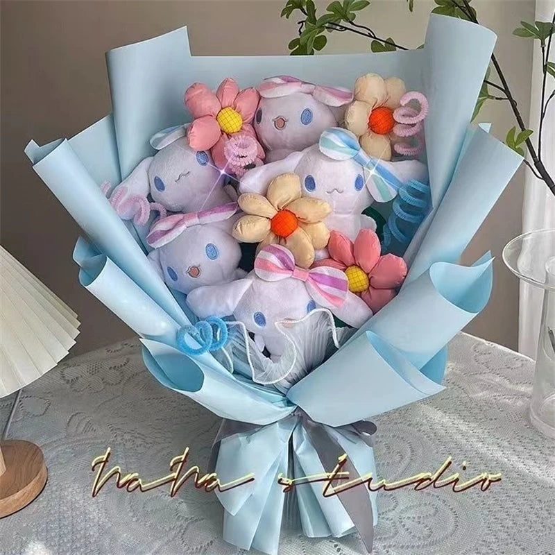 Anime Kuromi My Melody Cinnamoroll Kt Cat Cartoon Bouquet Kawaii Plush Doll Toy Kids Birthday Valentine's Day Christmas Gifts