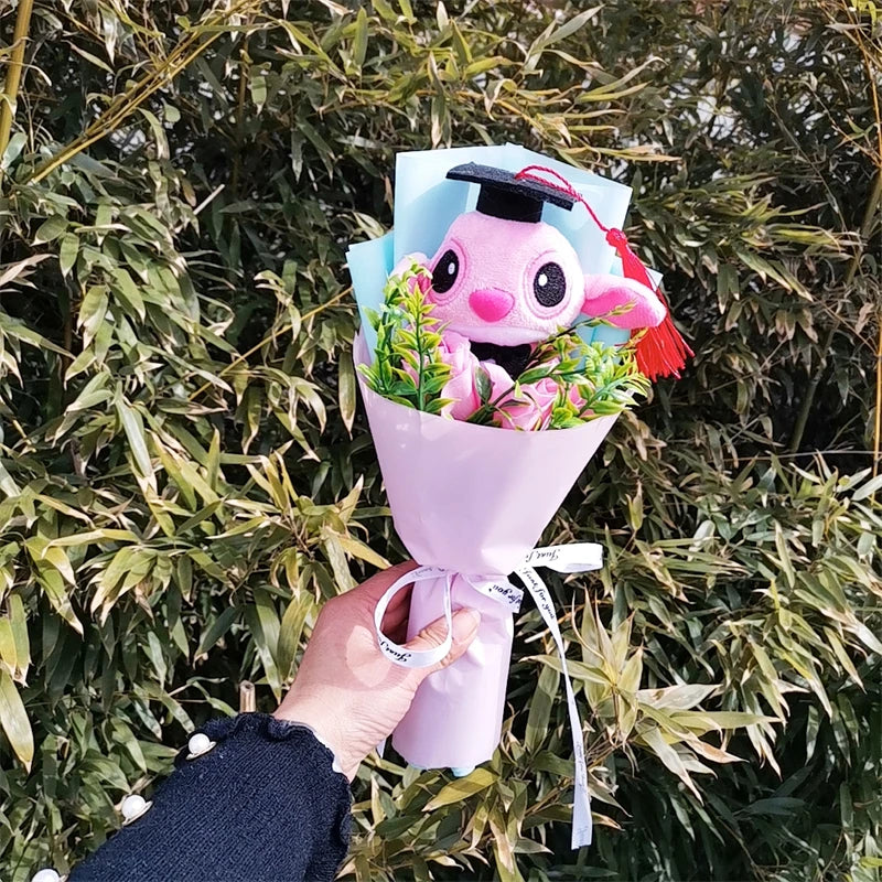 Anime Lilo and Stitch Graduation Bouquet Cartoon Stuffed Plush Doll Toy Animals Valentine's Day Christmas Birthday Party Gifts