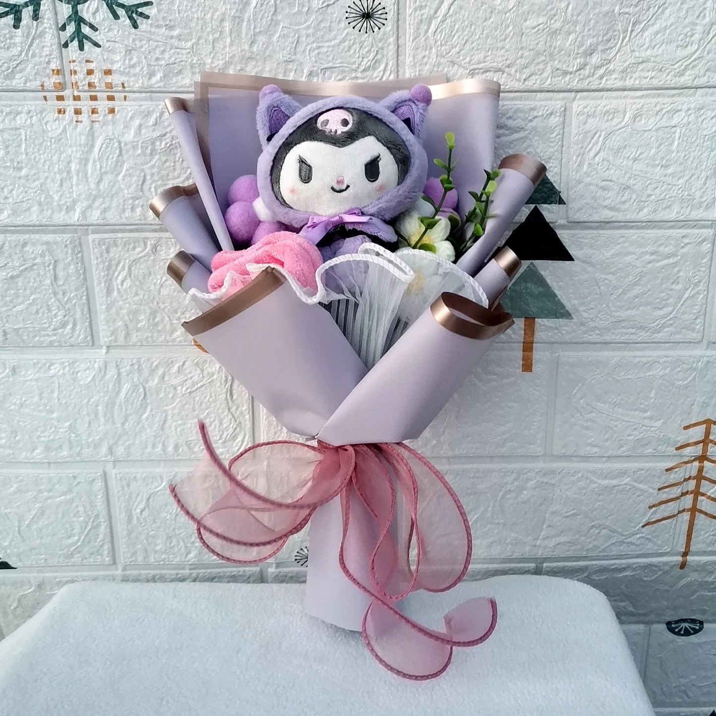 Cartoon Kuromi Hello Kitty Cinnamoroll  Plush Bouquet Rose Wedding Party Decoration Valentine's Day Christmas Birthday Gift