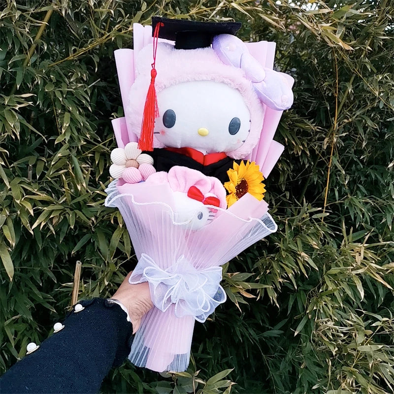 Kuromi My Melody Hello Kitty Graduation Bouquet Sanrioed Anime Plush Doll Toy Valentine's Day Christmas Surprise Holiday Gifts