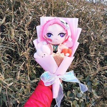 New Anime Ghost Slayer Plush Bouquet Blade Plush Doll Tanjiro Nezuko Game Peripheral Birthday Valentine's Day Graduation Gift