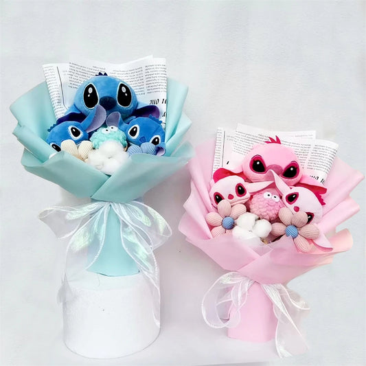 Anime Stitch Flower Bouquet Cartoon Lilo Stitch Plush Toy Doll Bouquet Children Xmas Birthday Valentine Graduation Gift