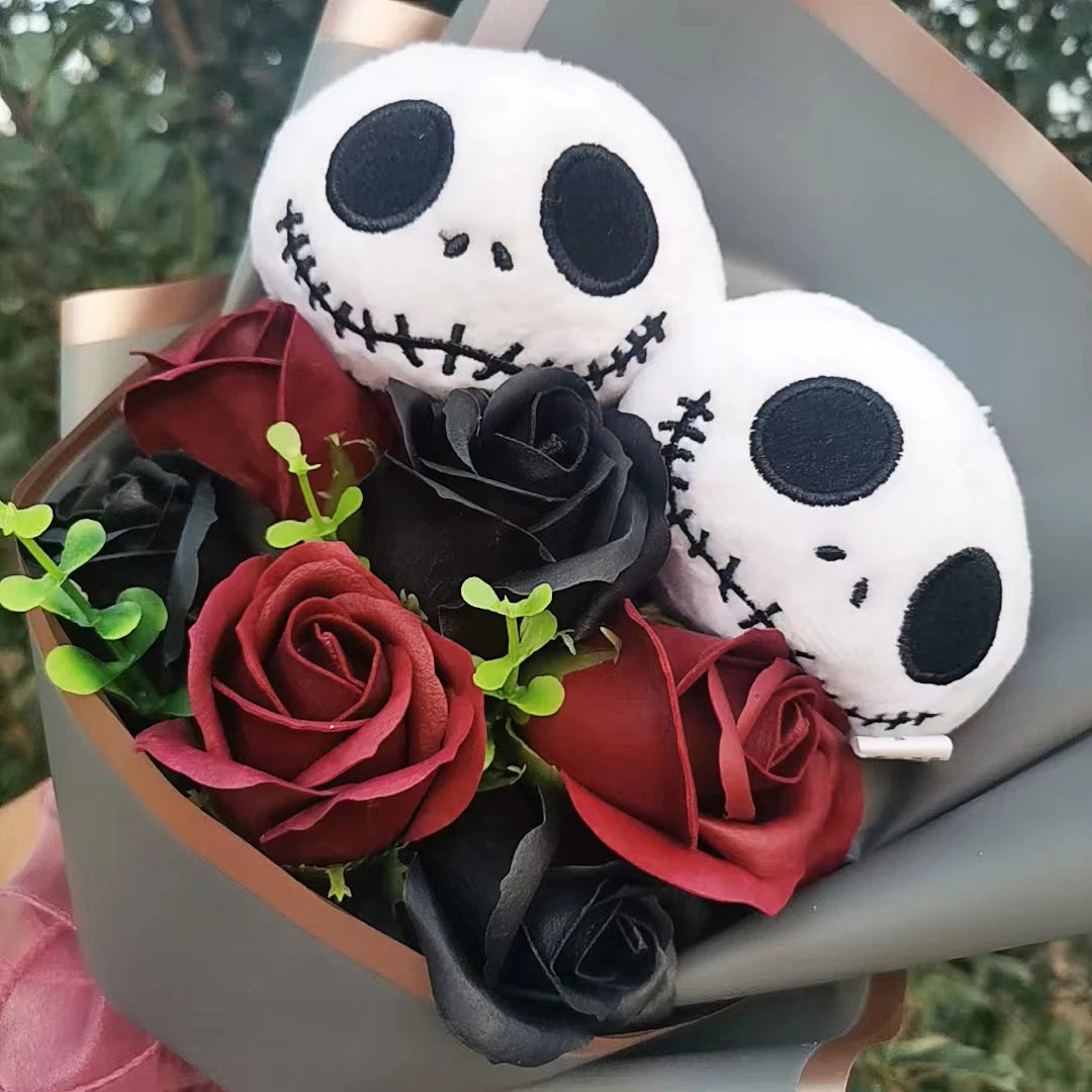 Halloween Jack Skellington Plush Bouquet Doll Toys With Soap Rose Flower Terror Skull Ghost Christmas Day/Valentine's Day Gifts