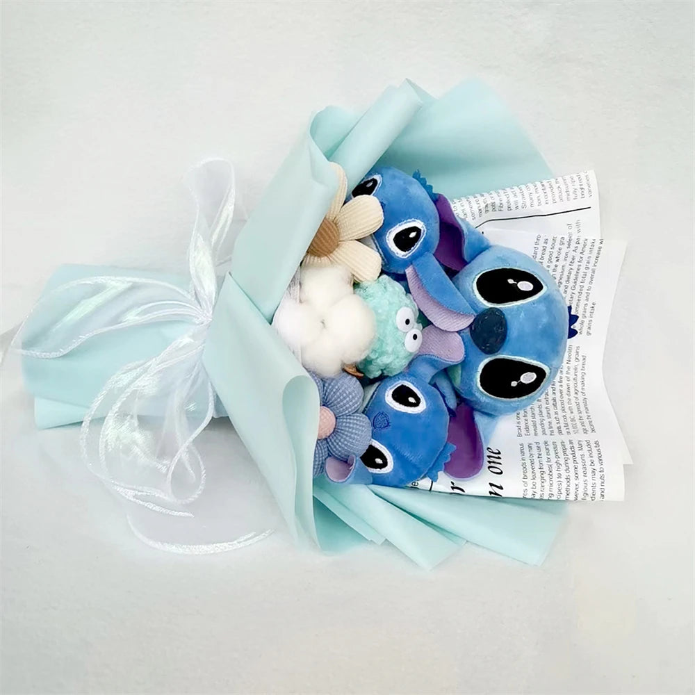 Anime Stitch Flower Bouquet Cartoon Lilo Stitch Plush Toy Doll Bouquet Children Xmas Birthday Valentine Graduation Gift