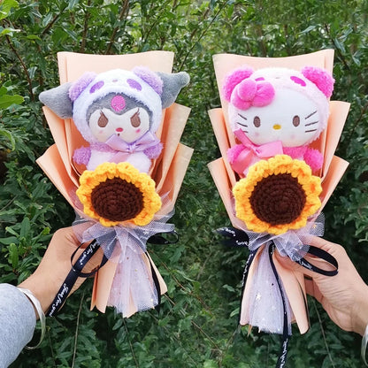 Sanrio Kuromi My Melody Cinnamoroll Hello Kitty  Plush Sunflower Bouquet Gift Valentine's Day Graduation Xmas Girl Friend  Gifts