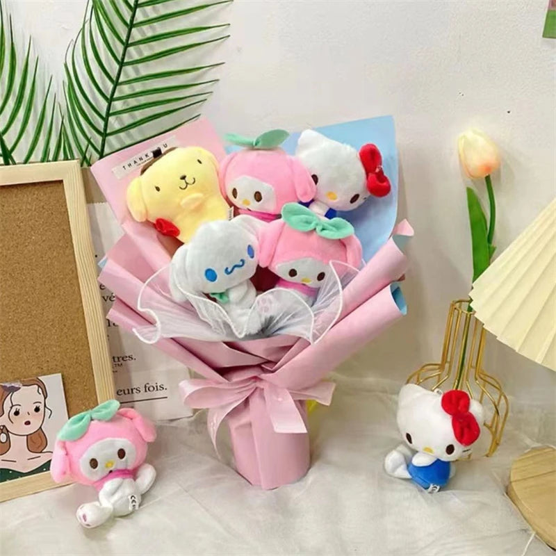 Anime Kuromi My Melody Cinnamoroll Kt Cat Cartoon Bouquet Kawaii Plush Doll Toy Kids Birthday Valentine's Day Christmas Gifts