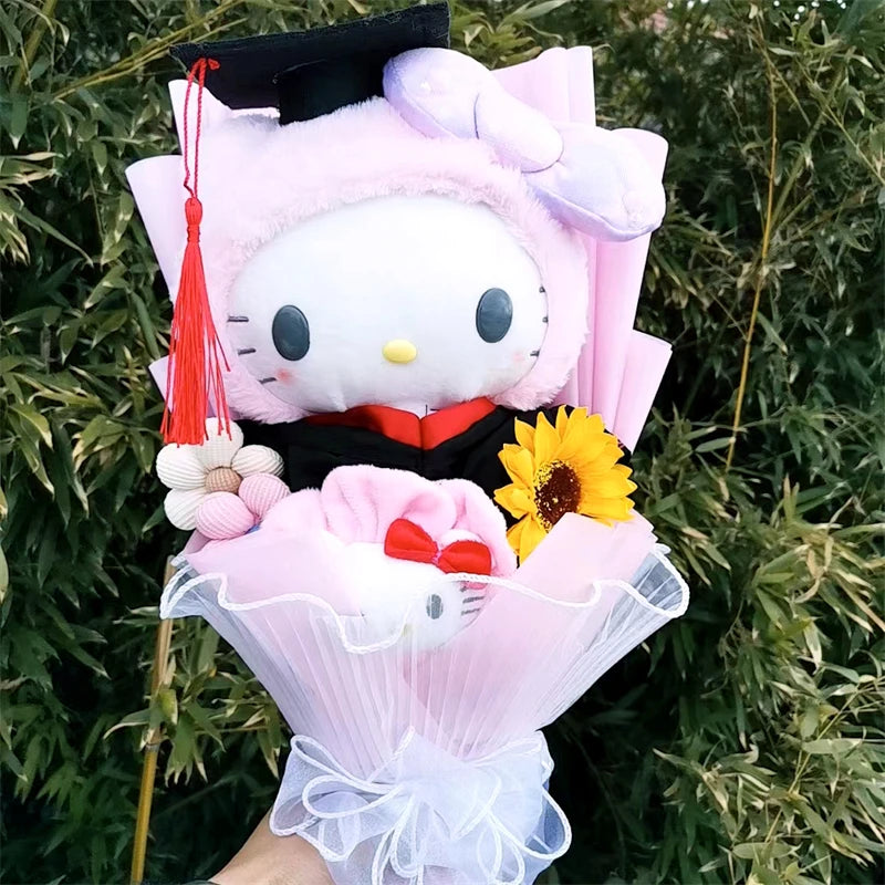 Kuromi My Melody Hello Kitty Graduation Bouquet Sanrioed Anime Plush Doll Toy Valentine's Day Christmas Surprise Holiday Gifts