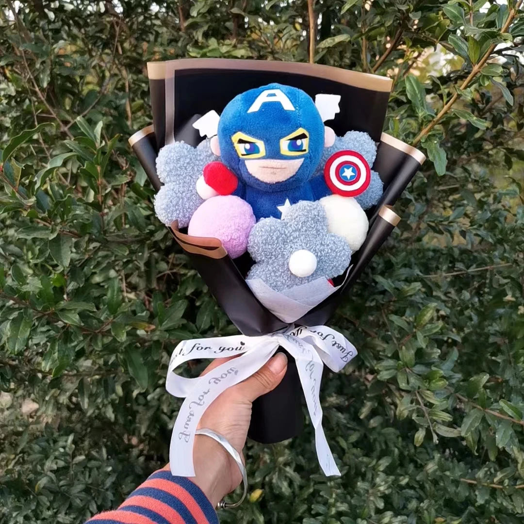 The Avengers Cute Super Hero Spider-Man Iron Man Superman Captain America Plush bouquets Kids Christmas Day Birthday Gifts