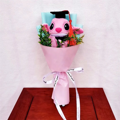 Hot Lilo & Stitch Plush Doll Toys With Soap Rose Flower Bouquet Anime Stuffed Animals Home Decoration Valentine Graduation Gift