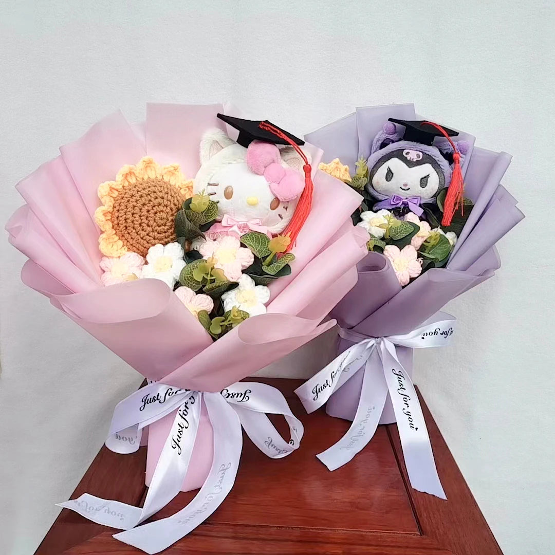 Graduation Bouquet Hello Kitty Kuromi  Anime Plush Doll Toy Woman Valentine's Day Girls Birthday Christmas Surprise Holiday Gift