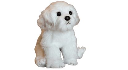 Sitting White Dog Plush Toy