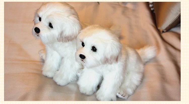 Sitting White Dog Plush Toy