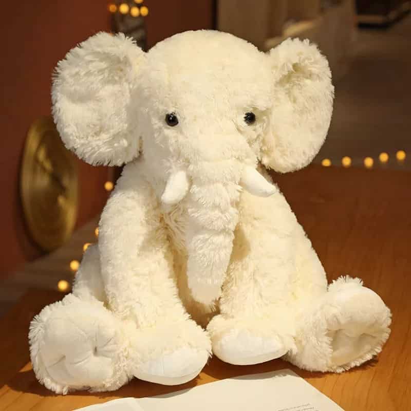 Sitting Beige Elephant Plush