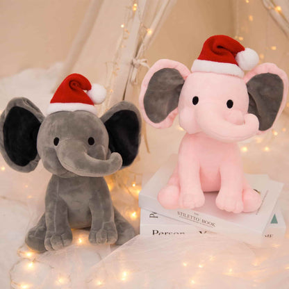 Gray Christmas Elephant Plush