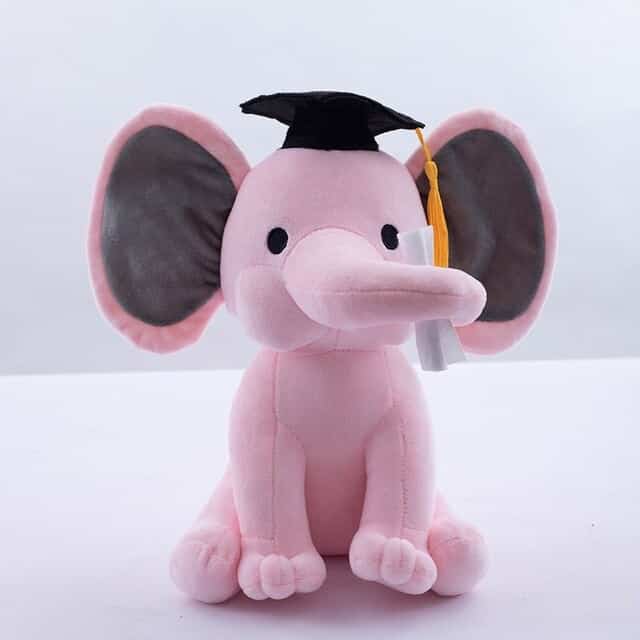 Sitting Pink Elephant Plush Toy 