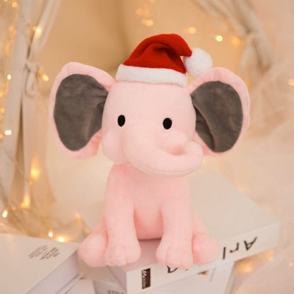 Pink Christmas Elephant Plush 