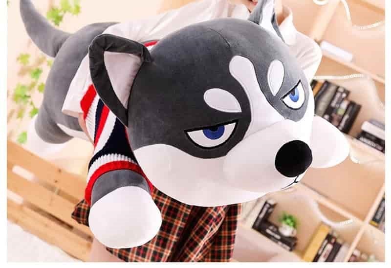 Gray Striped Husky Dog Plush