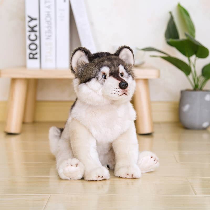 White and Black Wolf Plush