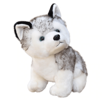 White and Black Wolf Blue Eyes Plush Toy