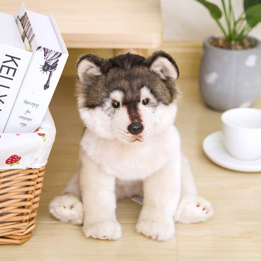 White and Black Wolf Plush