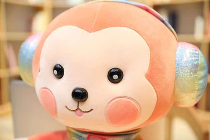 Pink Monkey Plush Headphones Music