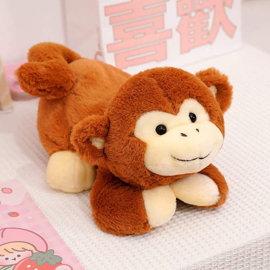 Peluche Singe Marron Couché