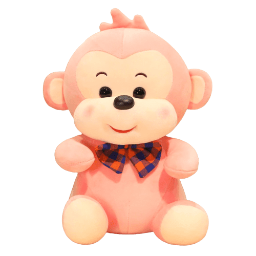 Peluche Singe Joyeux Rose