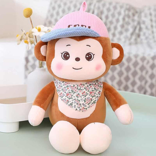 Peluche Singe Bandana Marron Clair