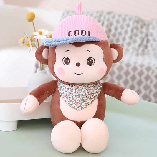 Peluche Singe Bandana Marron Foncé