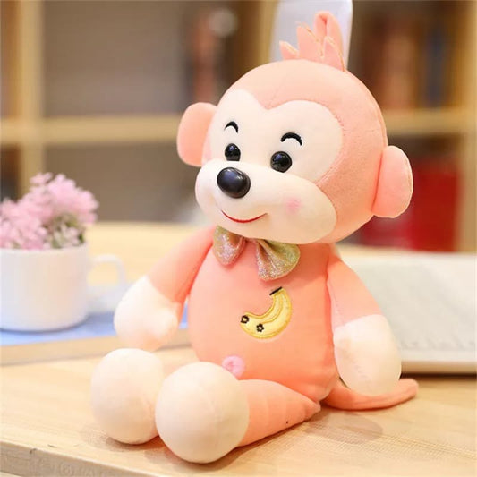 Peluche Singe Banane Rose