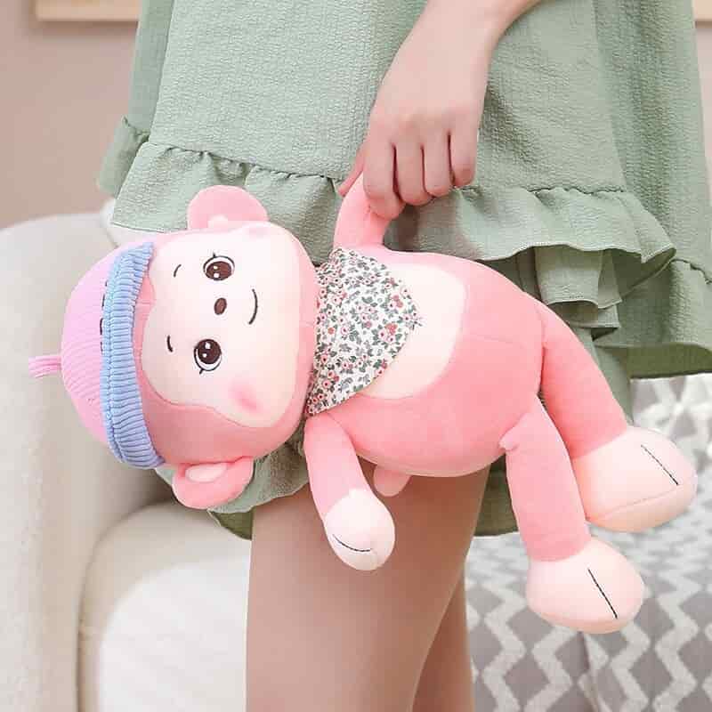 Peluche Singe Bandana Rose