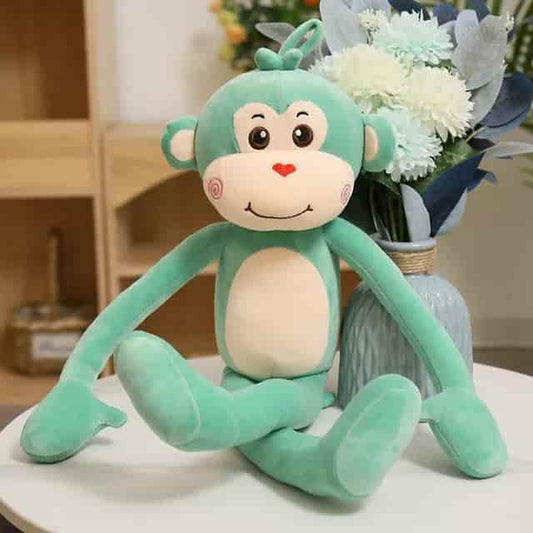 Sitting Monkey Plush Blue/Petrol Green