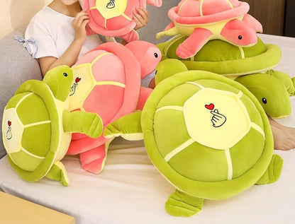 Plush Turtle Heart Pillow