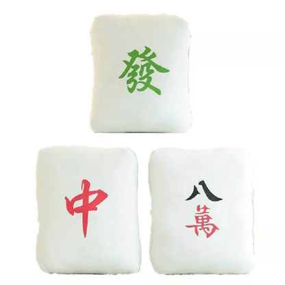 Oreiller en peluche en forme de jeu de Mahjong chinois